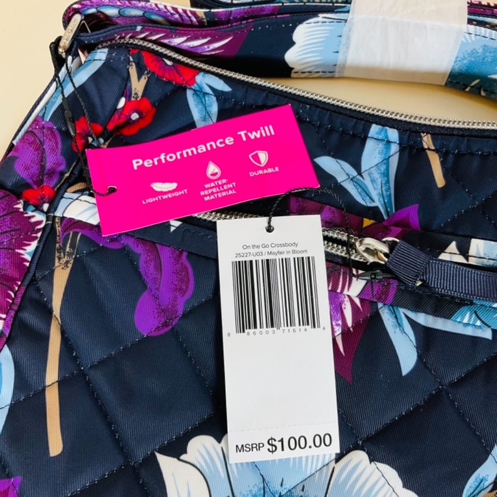 Vera Bradley Crossbody Purse Navy Floral - Picture 6 of 6